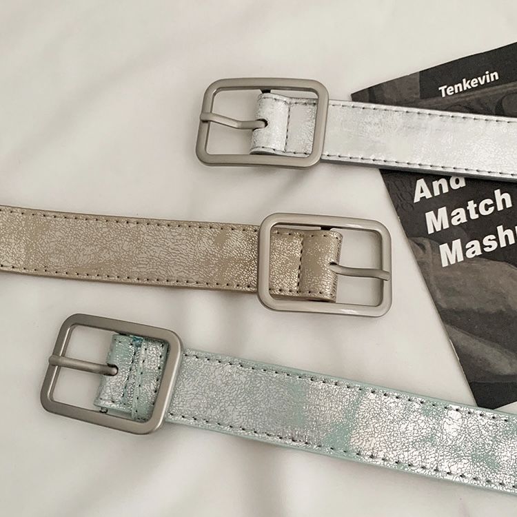 Instagram blogger Bi prepares high-end silver crack personalized and versatile street style belt, spicy girl_viptrois.com
