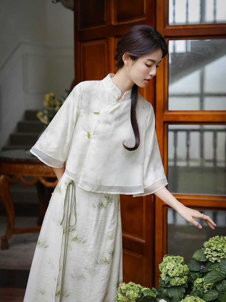 紀雲禾丨玉生煙 仙氣優雅禪意女裝夏改良旗袍上衣新中式國風套裝
