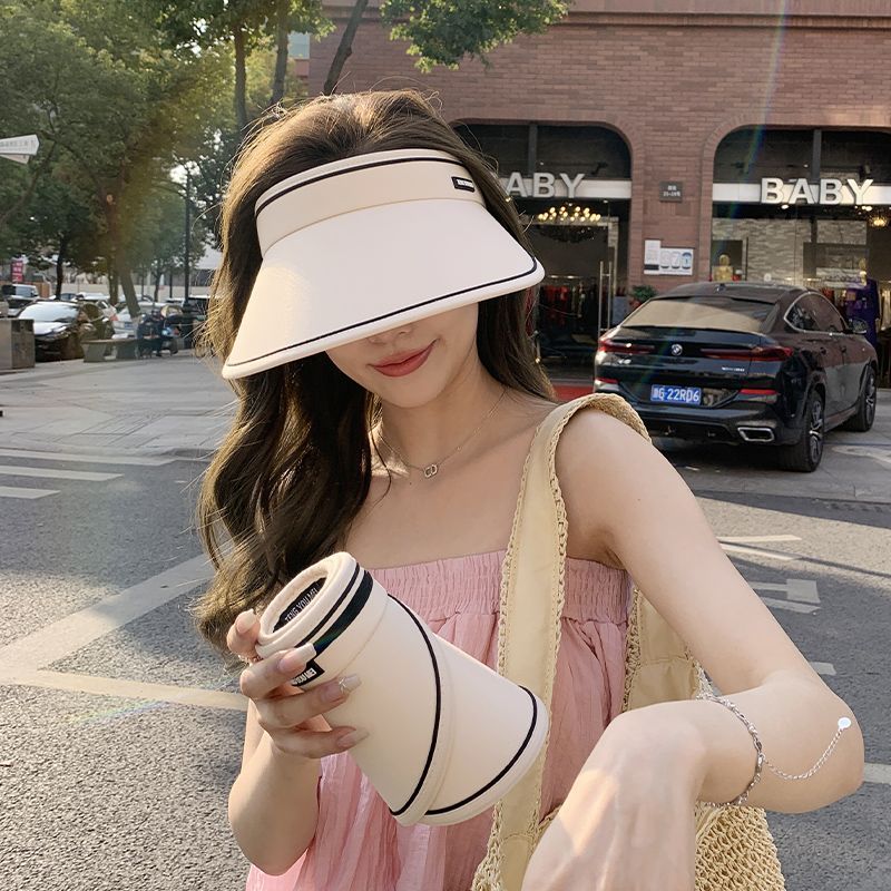Zhao Lusi late night with the same style hat big edge empty top hat summer sunscreen sunshade sun hat women's UV anti-ultraviolet