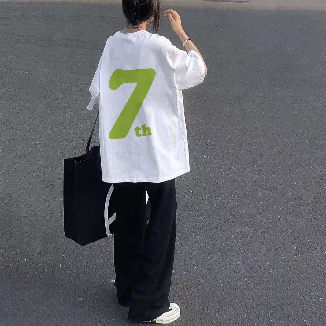 100%純棉歐美潮牌白色短袖t恤女學生美式高街夏季小眾vibe上衣服