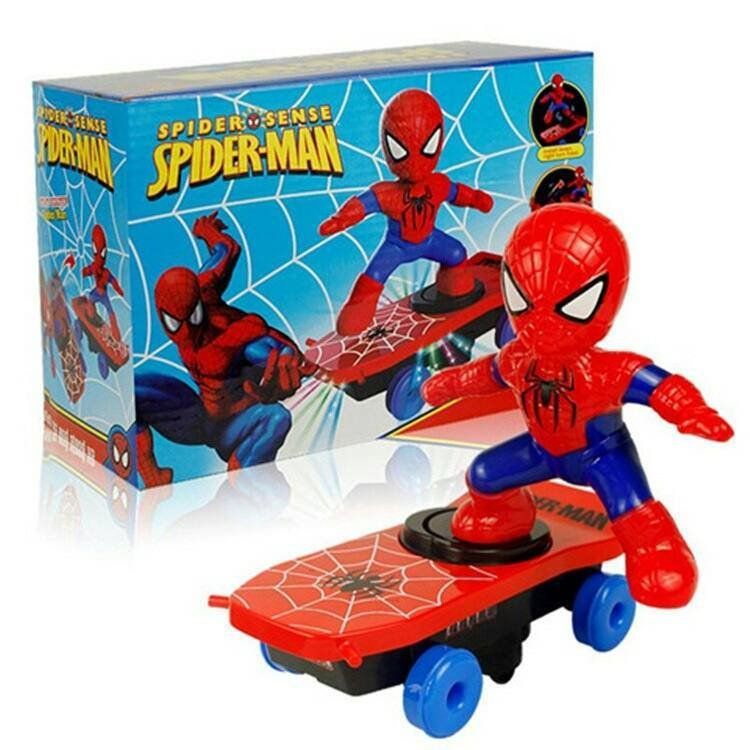 蜘蛛侠玩具特技滑板车翻滚车声光抖音电动玩具儿童益智玩具3-6岁