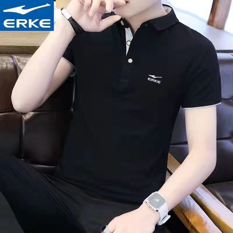 EK紅星短袖t恤男士夏秋款立領商務時尚POLO衫透氣薄款休閒T恤衫