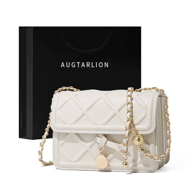 AUGTARLION Texture Small Bag Ladies 2023 New Trendy Fashion High Sense Niche Chain Messenger Bag