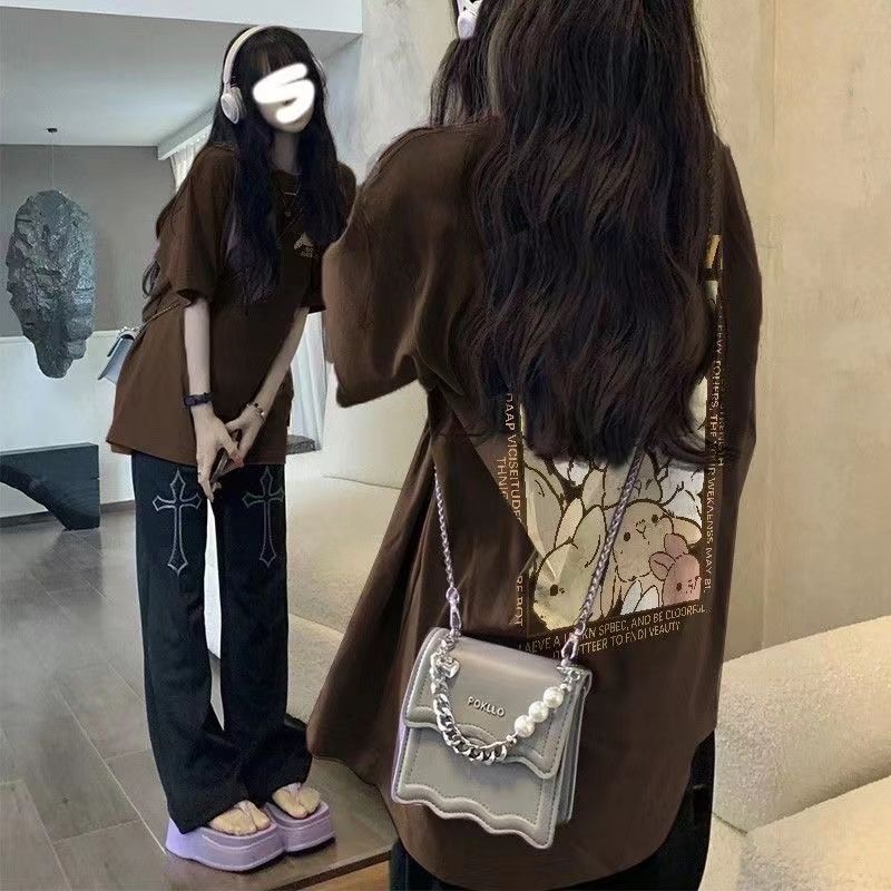 100%純棉夏季2023新款ins潮牌短袖t恤女學生韓版寬鬆半袖體恤衫潮