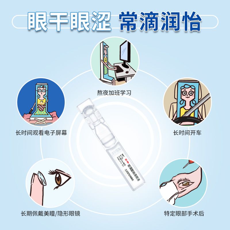 润怡玻璃酸钠滴眼液30支干眼症眼干涩人工泪液隐形眼镜适用舒适 图片 5