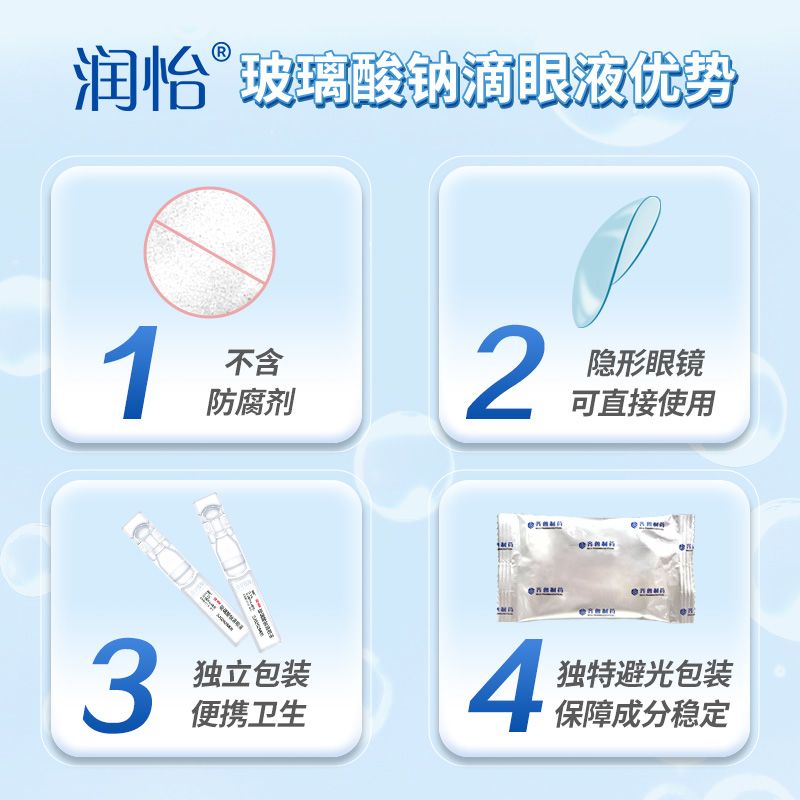 润怡玻璃酸钠滴眼液30支干眼症眼干涩人工泪液隐形眼镜适用舒适 图片 6