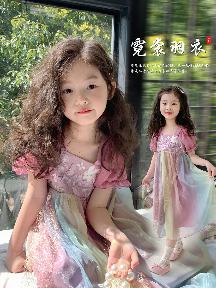 女童汉服新款民族风超火古装连衣裙儿童装夏季中国风公主裙子