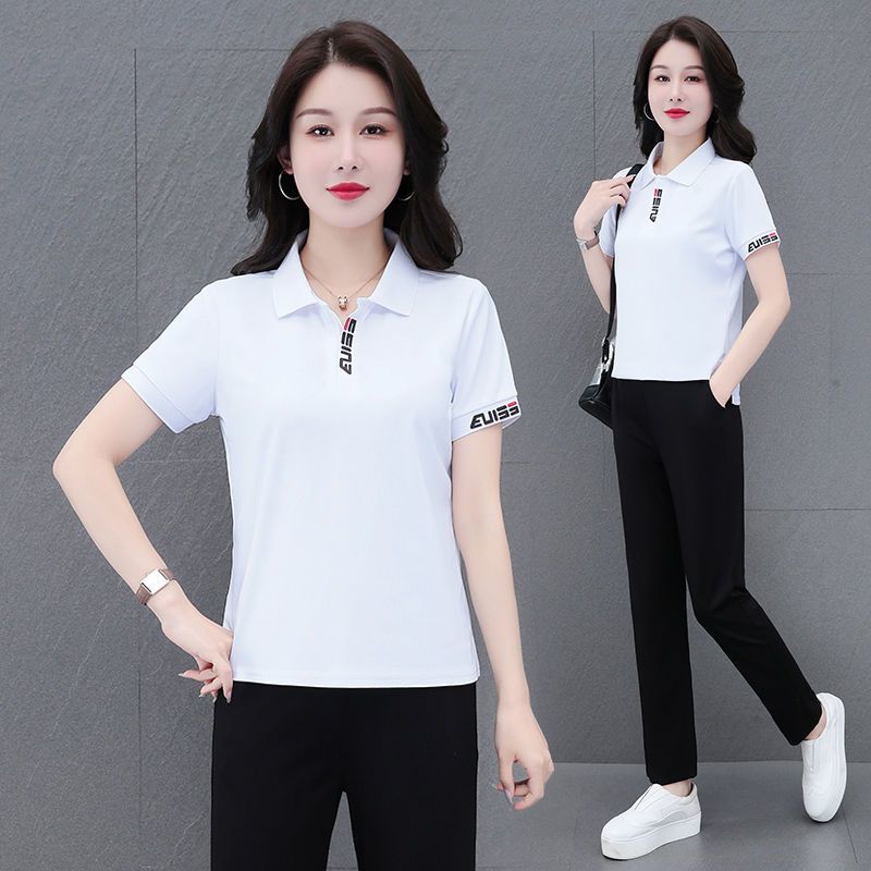 啄木鸟短款棉质T恤女夏季年新款韩版洋气减龄显瘦翻领上衣女