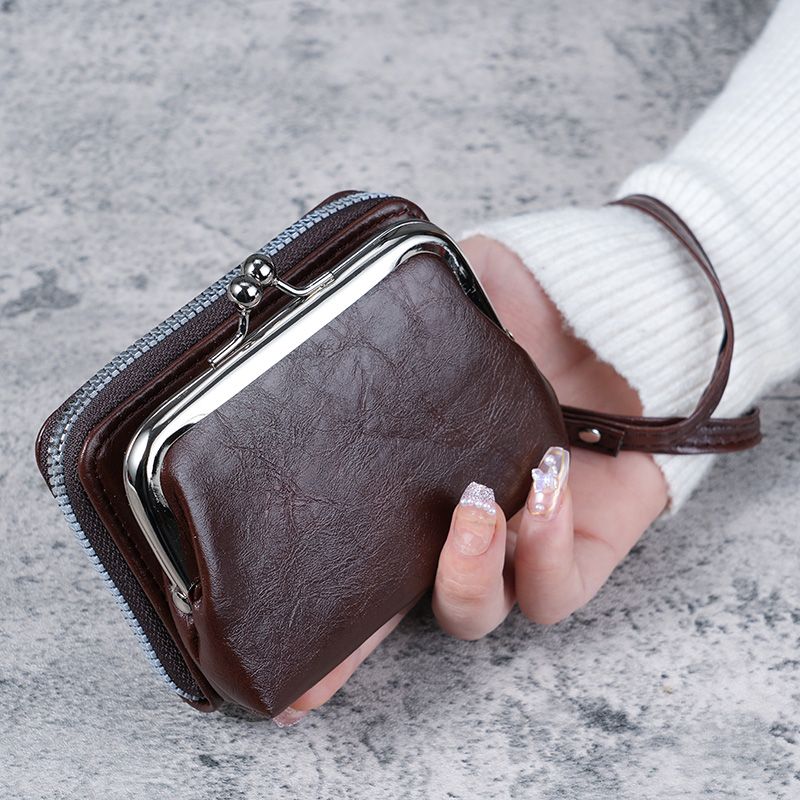 新款复古时尚夹子包多卡位短款女士钱包卡包一体可拆卸零钱包