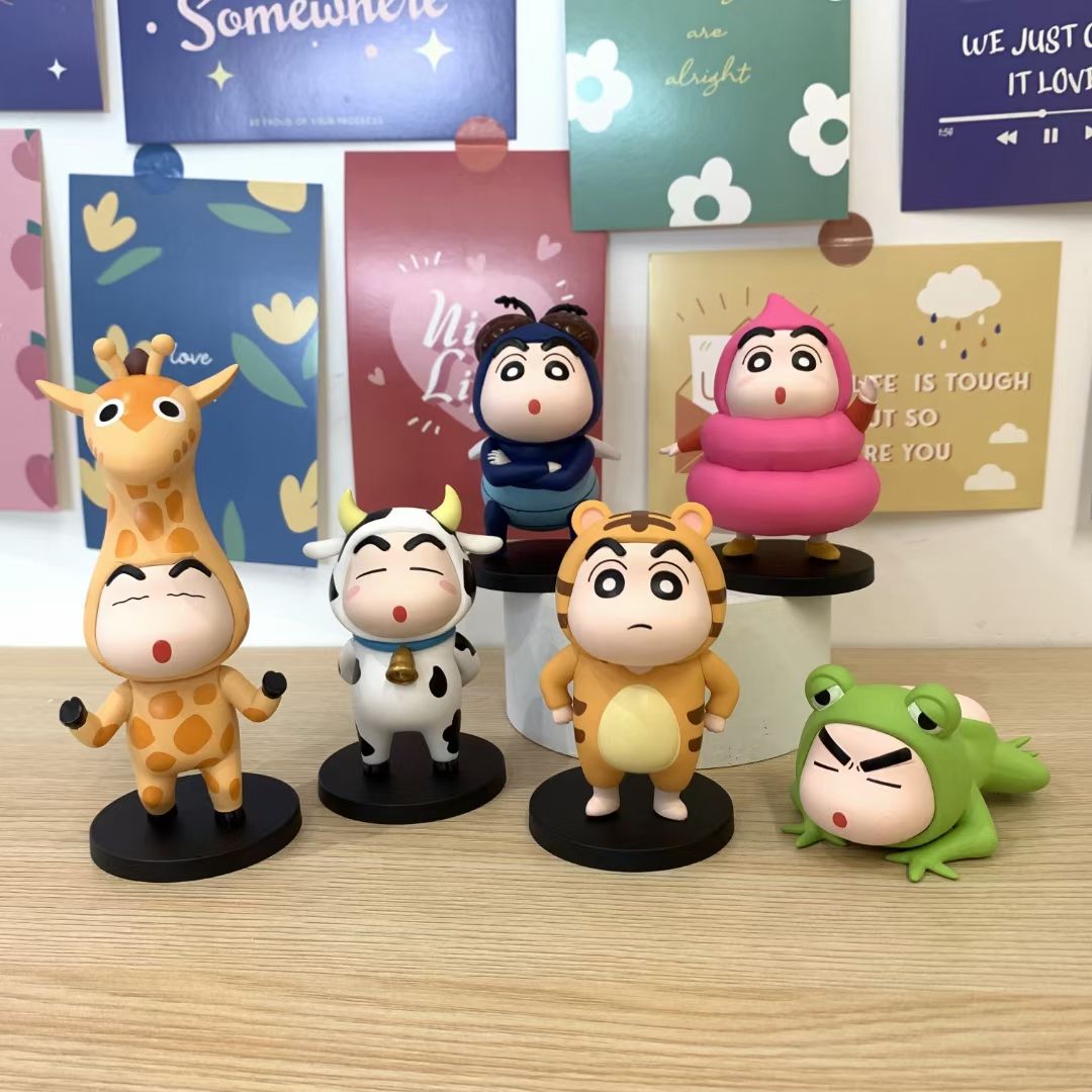 Creative Crayon Shin-chan blind box doll super cute cow giraffe tiger frog shaped ornaments hand-made gift