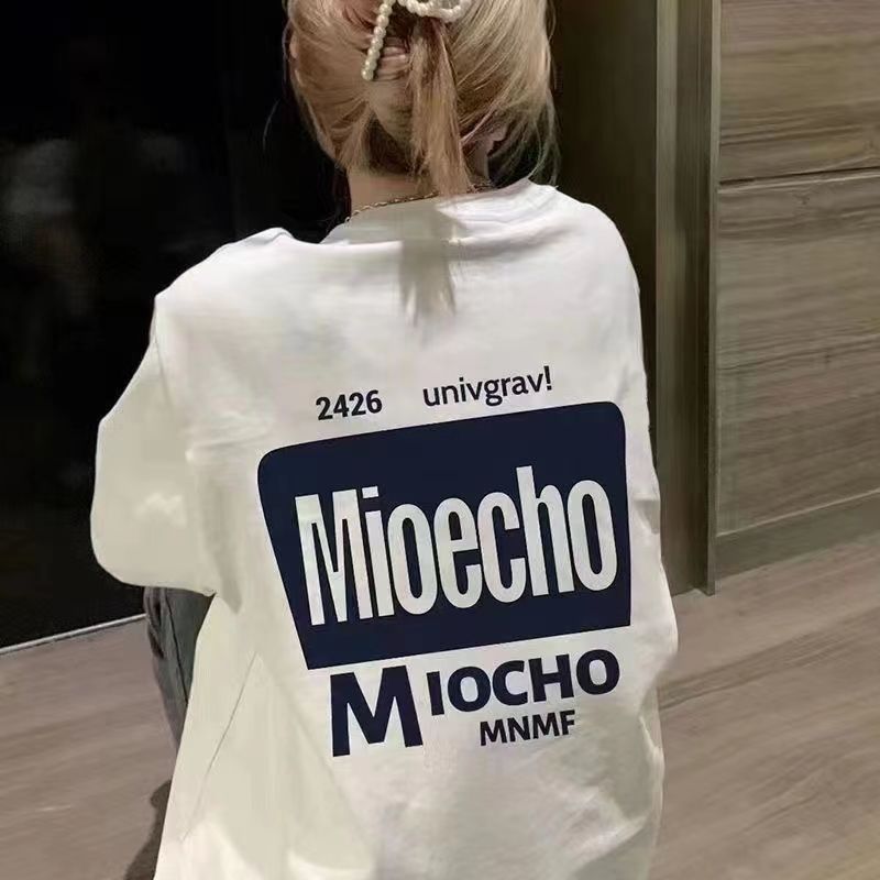100%純棉復古街頭丅恤短袖女ins風設計感小眾寬鬆百搭學生上衣潮