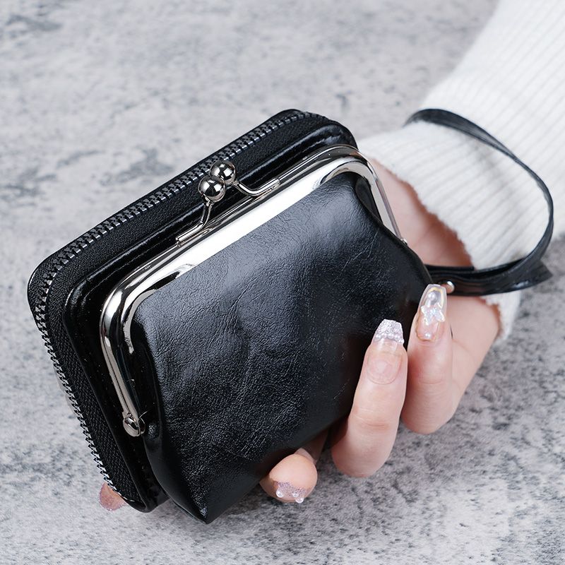 新款复古时尚夹子包多卡位短款女士钱包卡包一体可拆卸零钱包