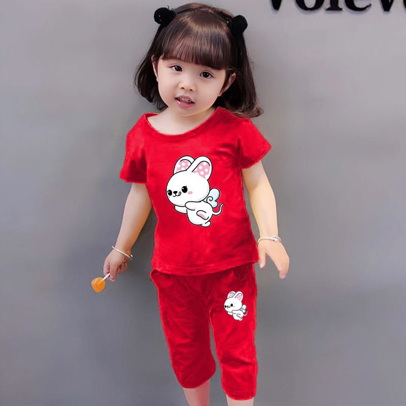 【兩件套】女童套裝100%純棉短袖夏裝女孩寶寶夏季兒童卡通新款潮