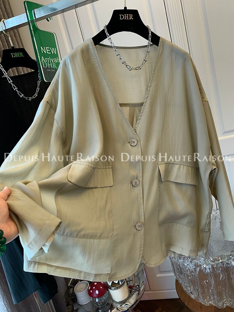 Fat mm2-300 catties large size light luxury niche shirt summer cardigan sun protection clothing women's loose meat cover top