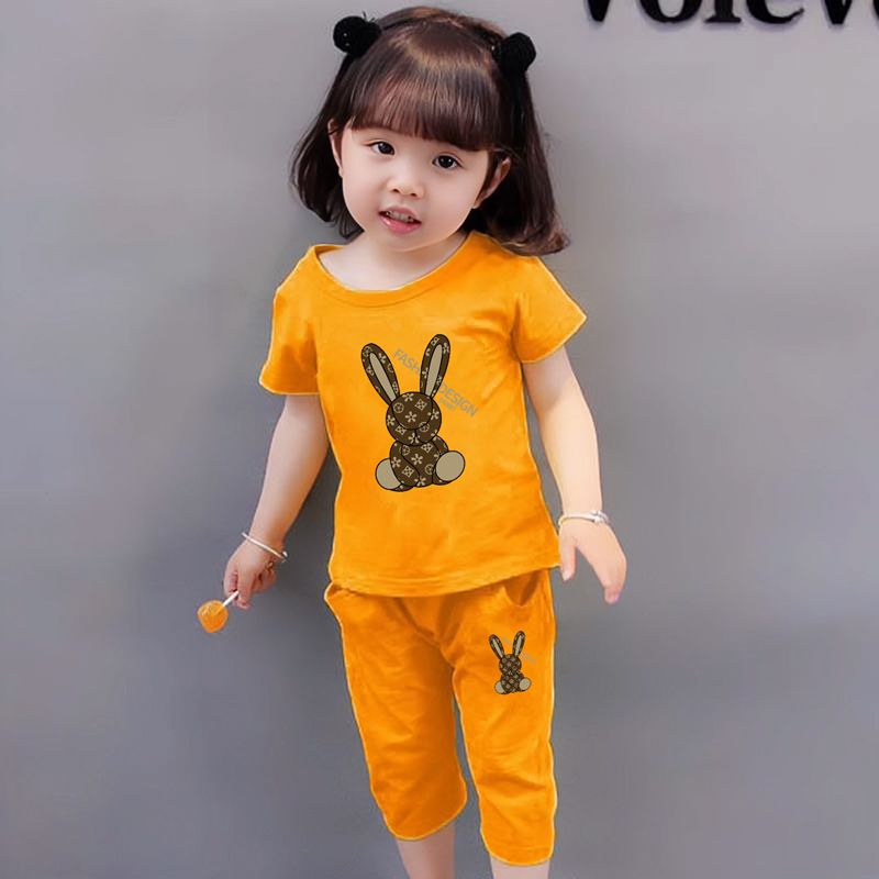 女童兩件套裝純棉短袖夏裝新款女孩寶寶夏季兒童小童卡通印花休閒