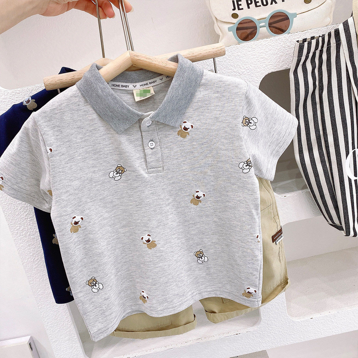 Boys short-sleeved polo shirt T-shirt summer summer clothing baby children's clothing baby cotton half-sleeved fashionable tops