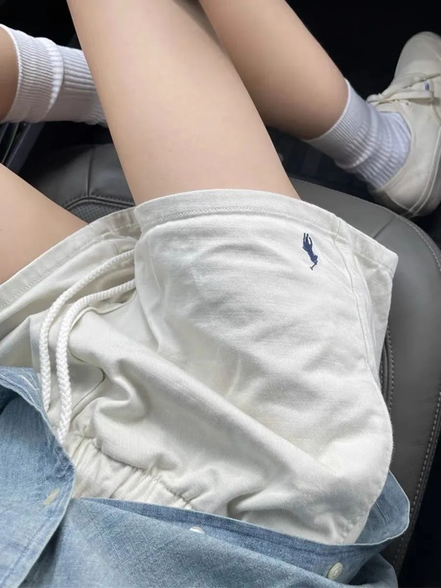 高檔夏季新款美式戰馬刺繡運動短褲女高腰百搭大碼女裝休閒熱褲子