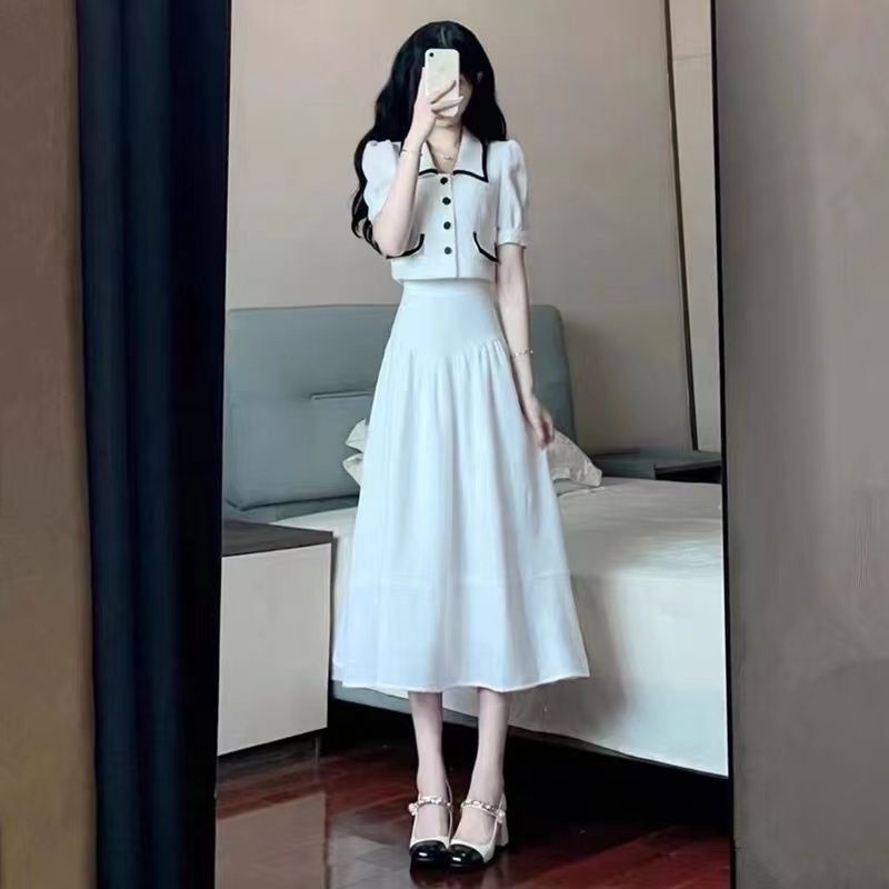 法式高级感白色连衣裙子气质名媛小香风两件套装夏装2023年新款女