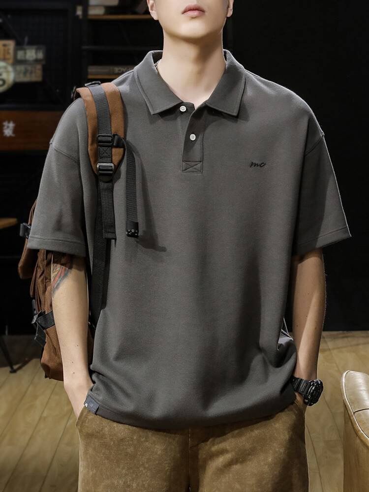 美式復古重磅短袖POLO衫男夏季潮牌寬鬆大碼男士T恤2023男款衣服