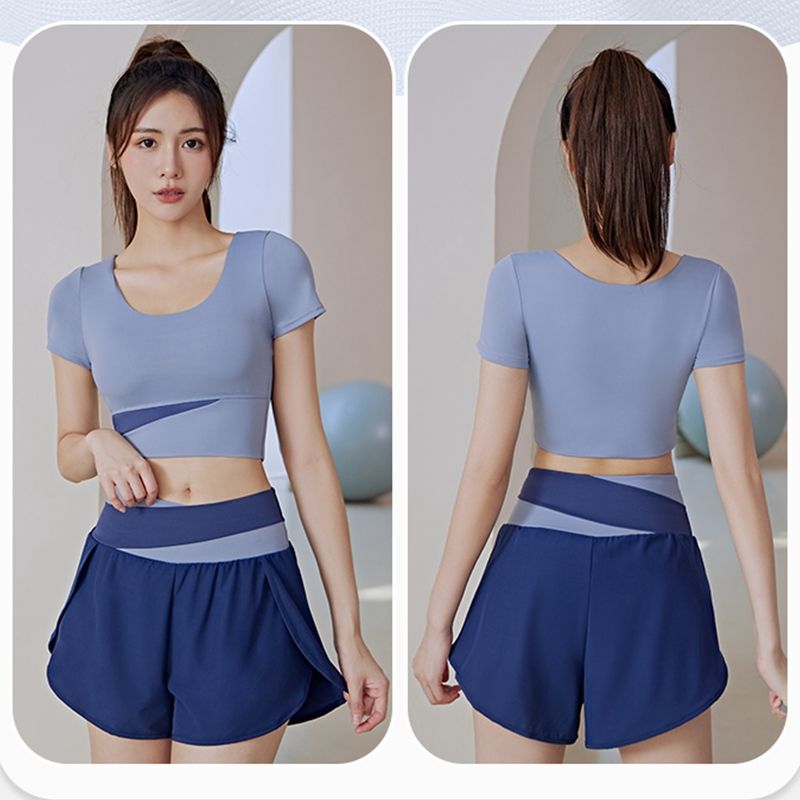 Yoga clothes for women 2023 new high-end quick-drying short-sleeved tops professional sports running Pilates fitness suit