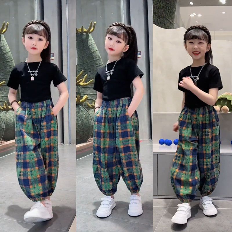 女童短袖套裝夏裝2023新款洋氣兒童夏季中大童短袖女孩兩件套夏款
