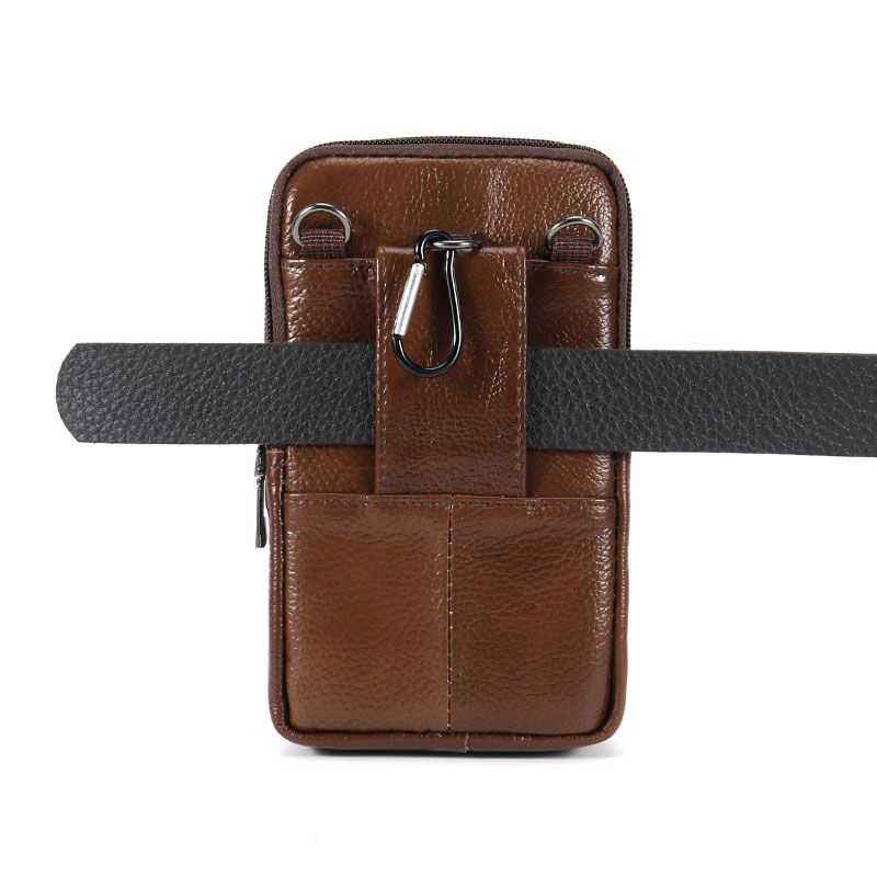 Men's waist bag new style genuine leather belt mobile phone bag multi-functional construction site construction worker wear-resistant cowhide mobile phone bag