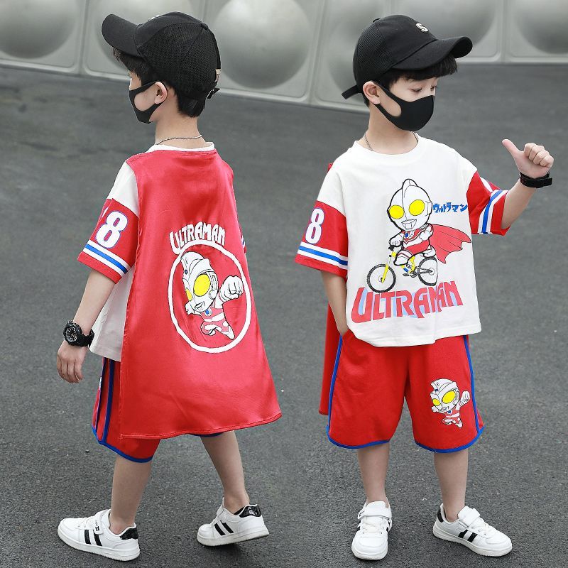 男童夏季短袖套装2023新款洋气宝宝奥特曼衣服儿童运动薄款两件套