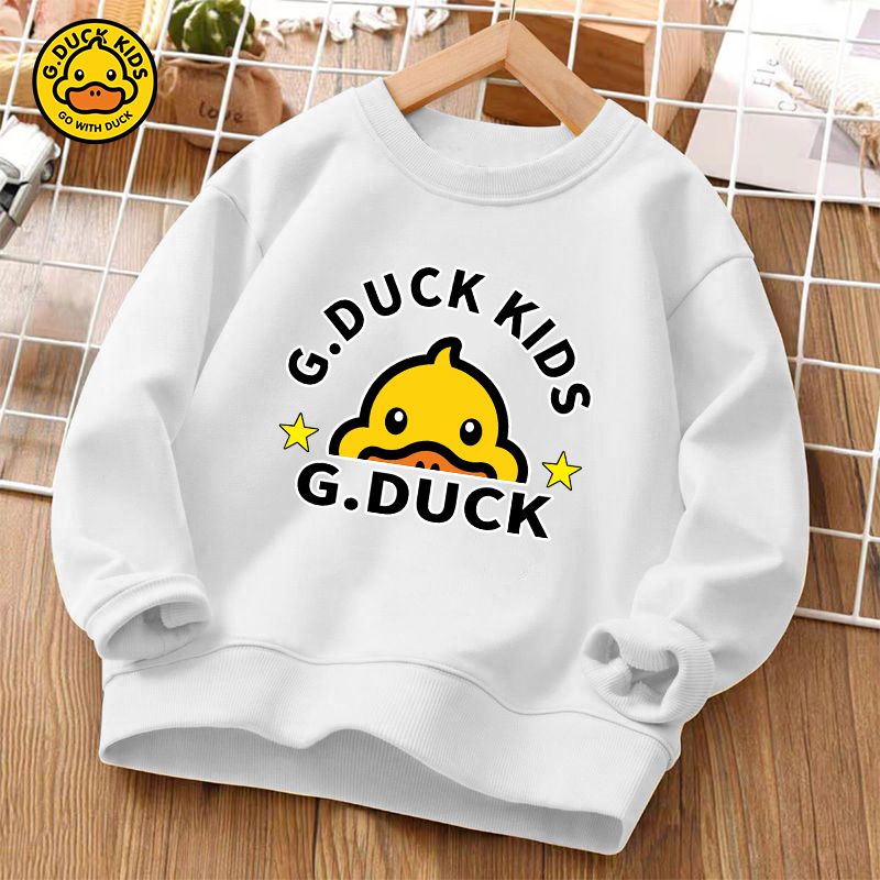 Little Yellow Duck children's clothing  spring and autumn pure cotton round neck sweatshirts for boys and girls, stylish student tops, trendy sportswear