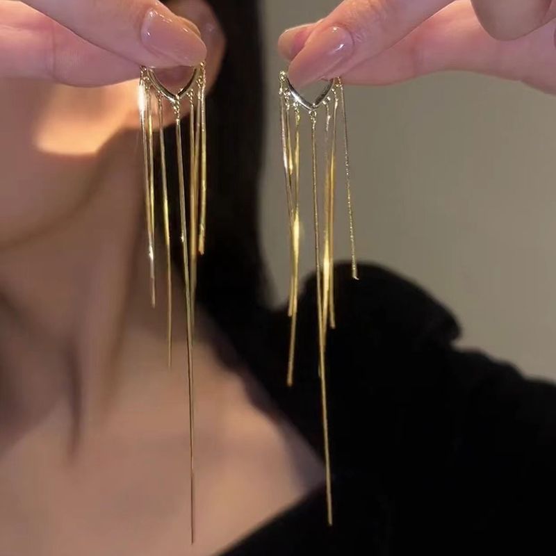 時尚百搭流蘇耳環女氣質耳墜2023年新款潮圓臉顯瘦高級感大氣耳飾