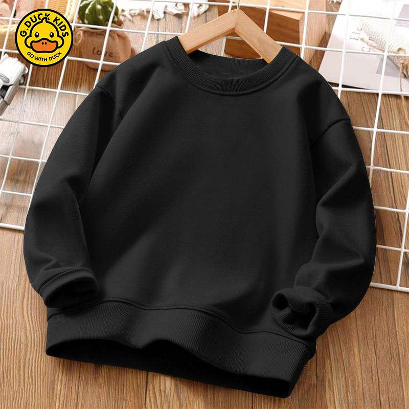 Little Yellow Duck children's clothing  spring and autumn pure cotton round neck sweatshirts for boys and girls, stylish student tops, trendy sportswear