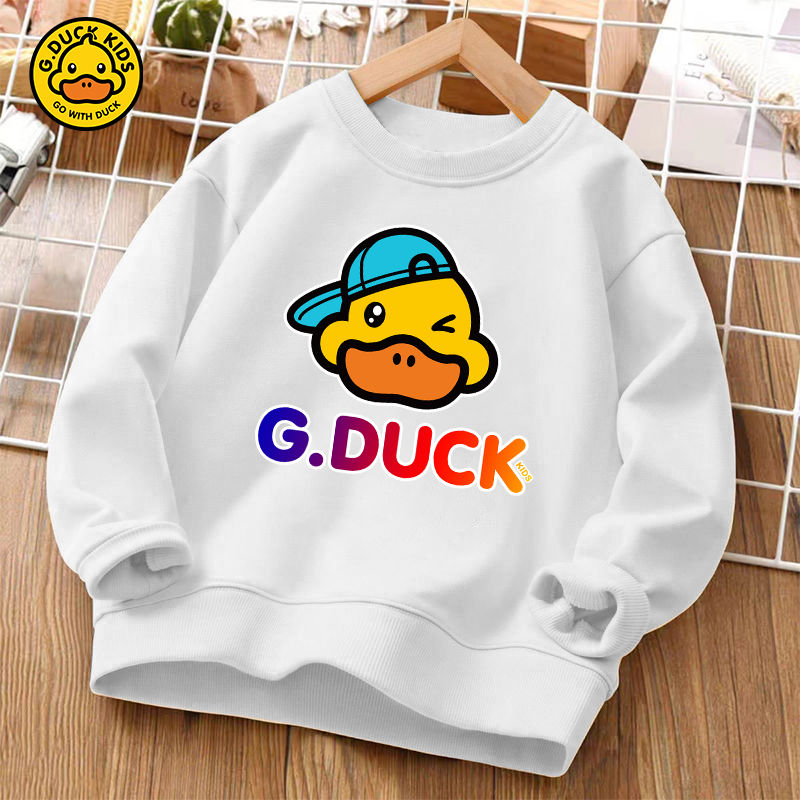 Little Yellow Duck children's clothing  spring and autumn pure cotton round neck sweatshirts for boys and girls, stylish student tops, trendy sportswear