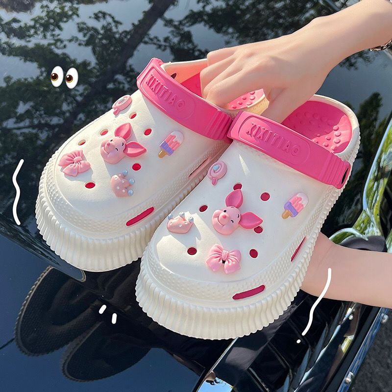 洞洞鞋卡通可愛防滑厚底踩屎感夏季外穿少女心網紅包頭涼拖鞋女款