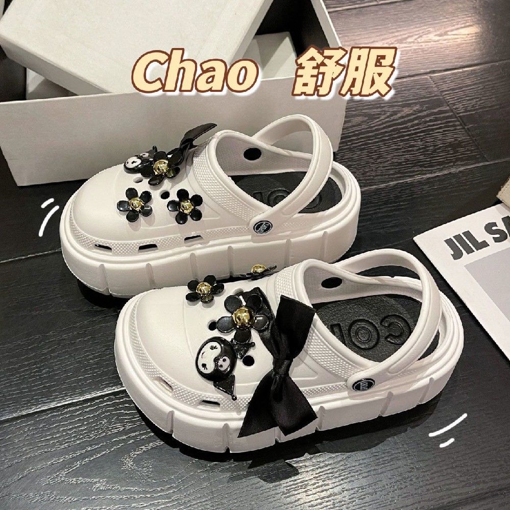 2023新款洞洞鞋女款厚底增高防滑網紅包頭沙灘涼拖鞋外穿外穿涼鞋