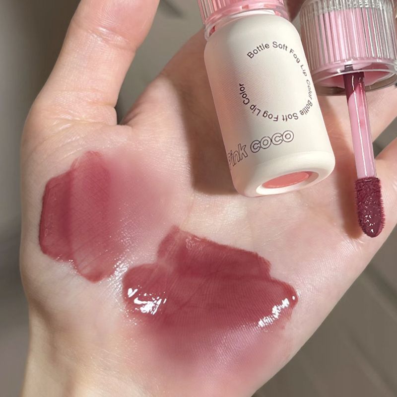 奶甜奶甜~灰調蜜桃玫瑰色水光唇釉鏡面唇彩成膜顯白學生平價口紅