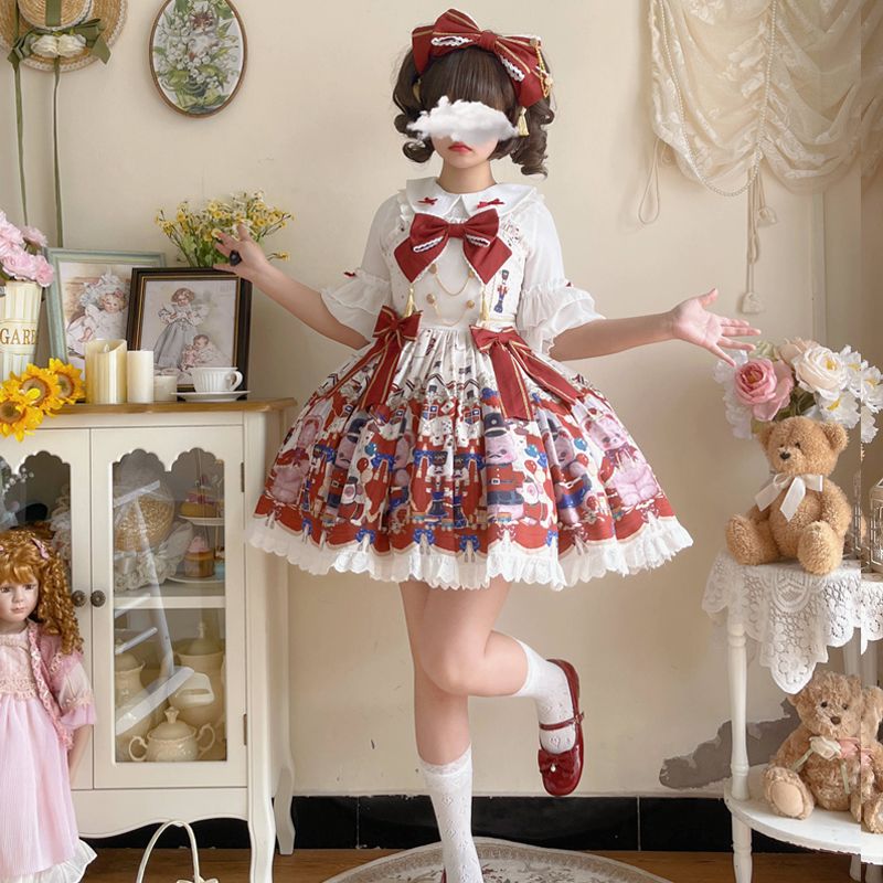 [Bear Bear] Korean mushroom cool {spot} original design Lolita dress cute jsk suspender dress