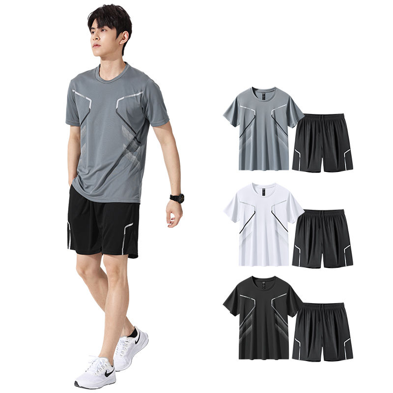 运动服套装男士夏季跑步短袖速干衣晨跑户外休闲篮球健身训练短裤