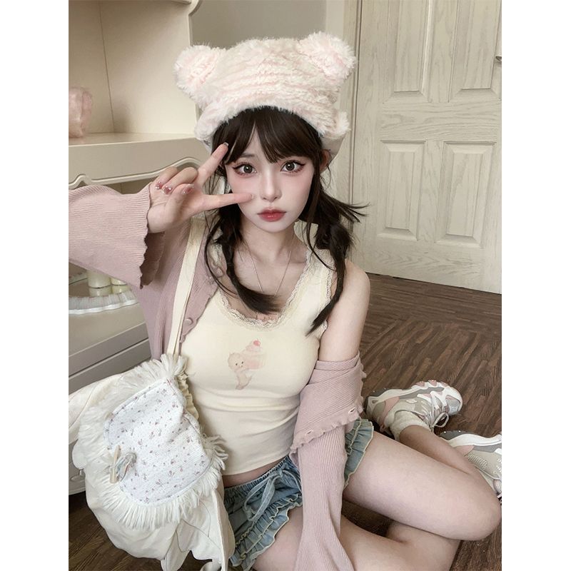 Fat sister camisole women's large size bm style sweet and spicy design sense inner cake little angel sleeveless outerwear top