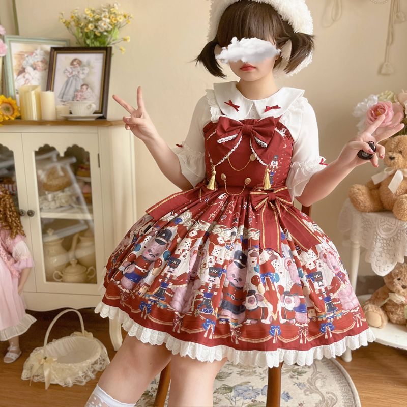 [Bear Bear] Korean mushroom cool {spot} original design Lolita dress cute jsk suspender dress