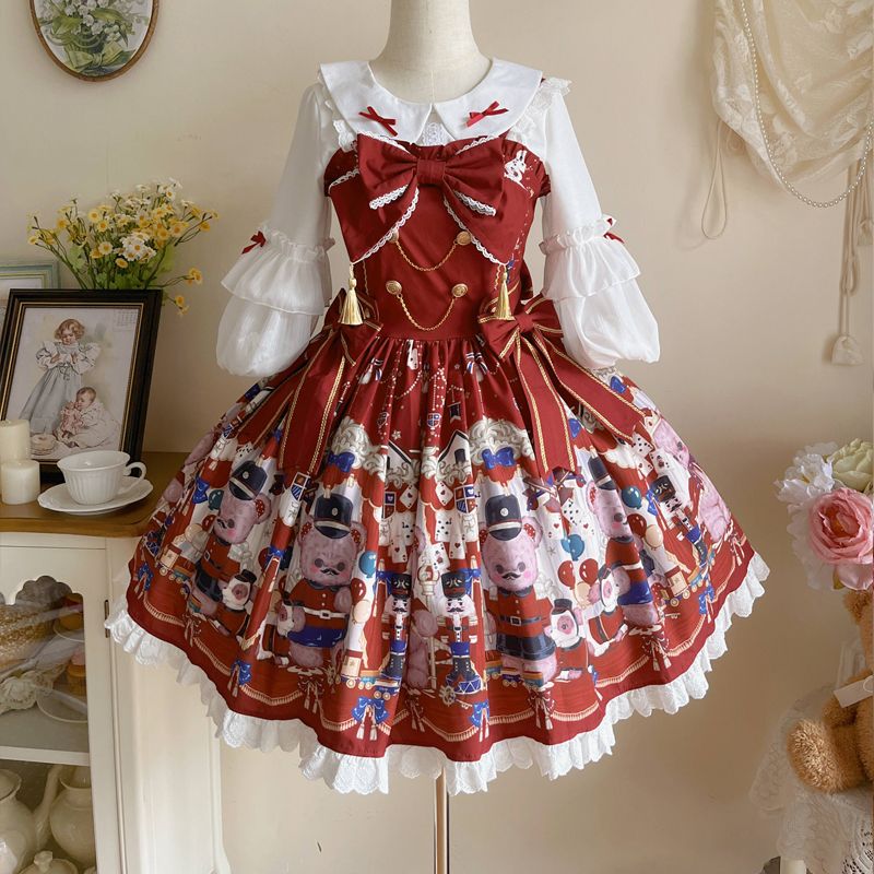 [Bear Bear] Korean mushroom cool {spot} original design Lolita dress cute jsk suspender dress