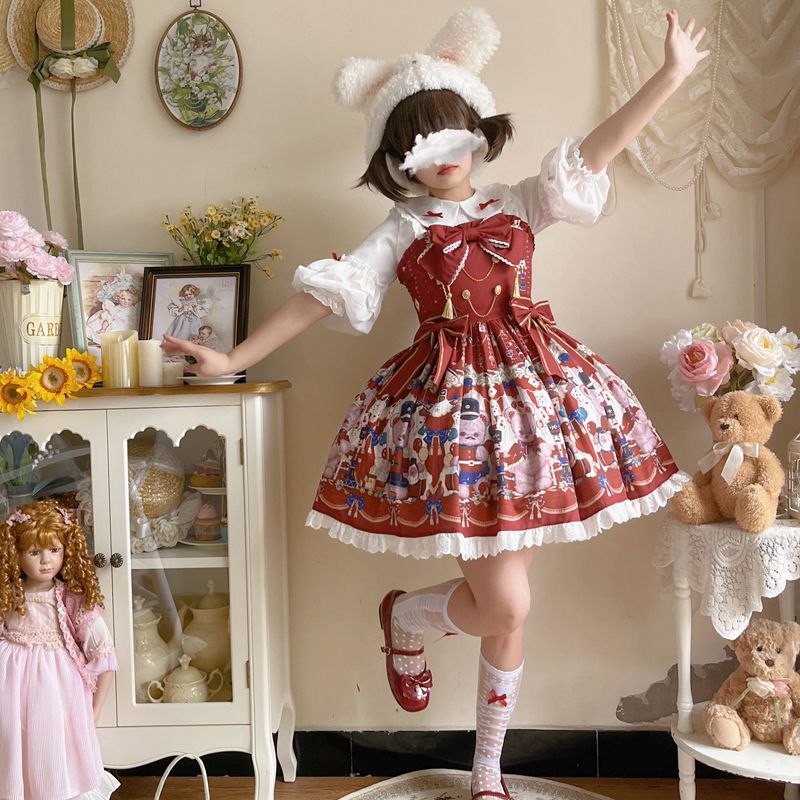 [Bear Bear] Korean mushroom cool {spot} original design Lolita dress cute jsk suspender dress