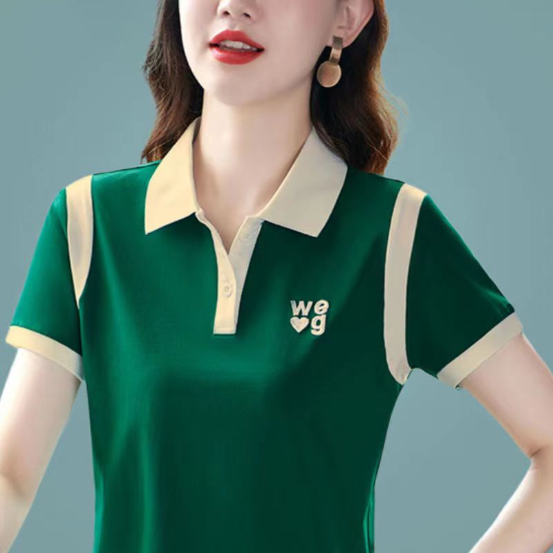 撿漏~外貿尾單大牌剪標撤櫃翻領高檔短袖t恤女夏季polo衫上衣