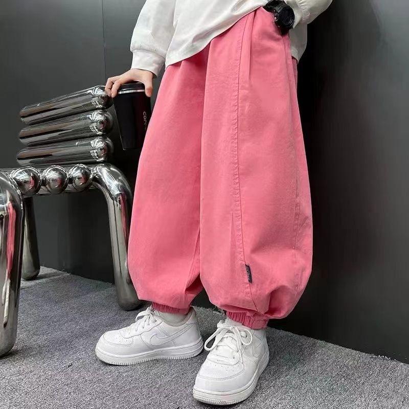 Children's casual pants  new foreign style Korean bloomers middle and big boys spring and summer boys and girls fried street pants tide