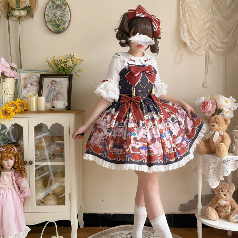 [Bear Bear] Korean mushroom cool {spot} original design Lolita dress cute jsk suspender dress