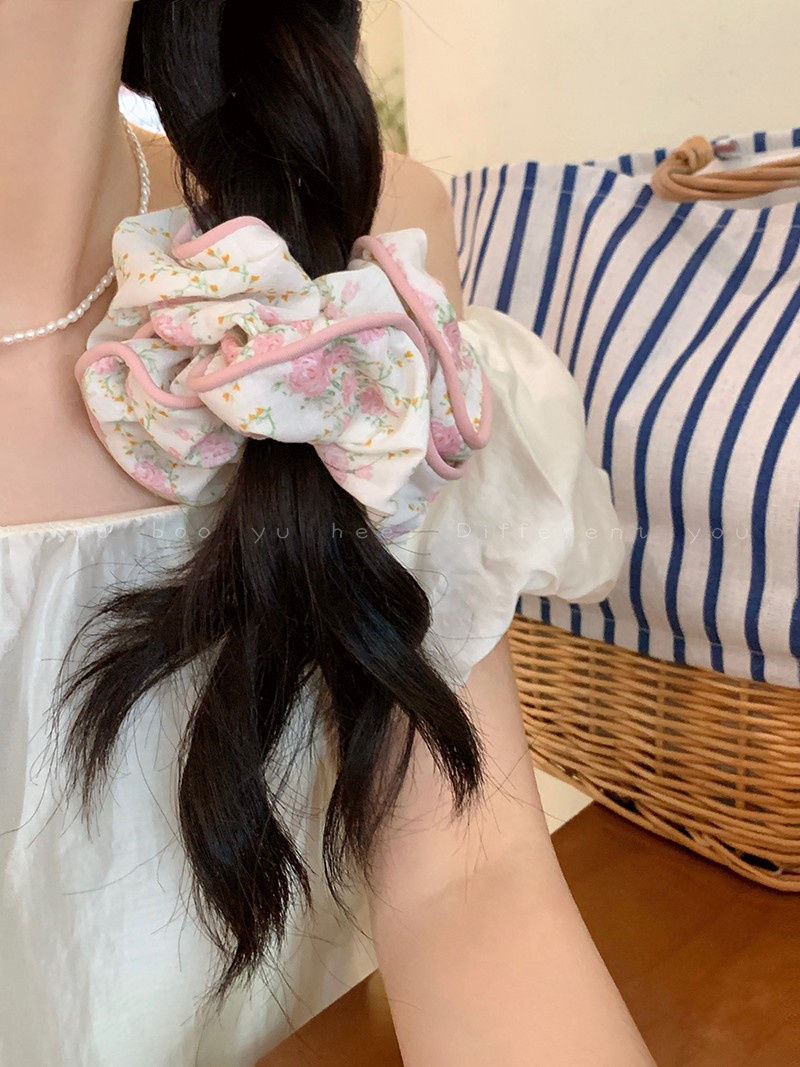Mori Xianmei Broken Flower Large Intestine Hair Ring Female 2023 New Style Ball Head Temperament Head Rope Summer Simple Headwear