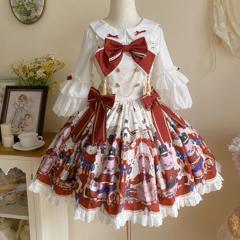 [Bear Bear] Korean mushroom cool {spot} original design Lolita dress cute jsk suspender dress