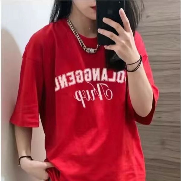Super white cotton T-shirt female personality summer Hong Kong style t-shirt niche letters top clothes loose and versatile ins short sleeves