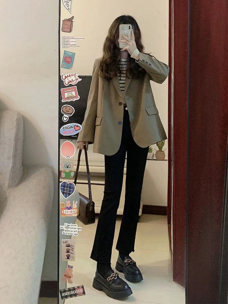 新款西裝外套女韓版百搭學院風高級感氣質寬鬆休閒小個子上衣女潮