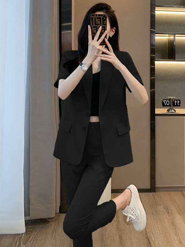 休閒短袖西裝外套女夏季薄款2023新款休閒時尚氣質網紅小西服上衣