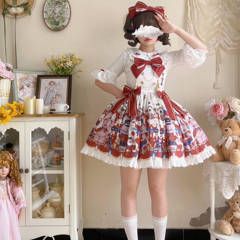 [Bear Bear] Korean mushroom cool {spot} original design Lolita dress cute jsk suspender dress