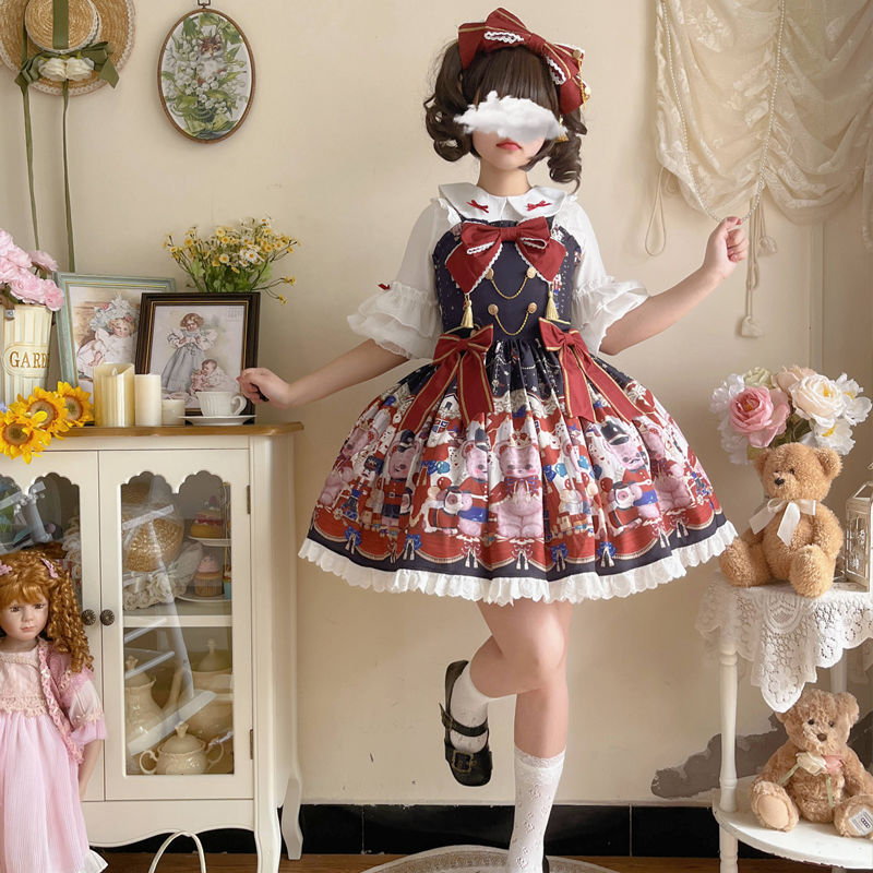 [Bear Bear] Korean mushroom cool {spot} original design Lolita dress cute jsk suspender dress